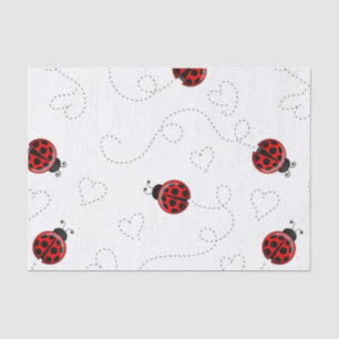 Red Ladybug Beetle Insect Lover Black Hearts Tissue Paper