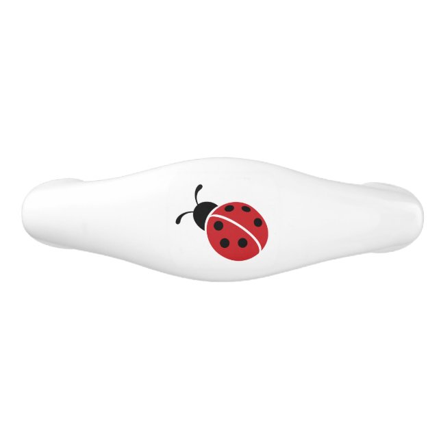 Red Ladybug Ceramic Drawer Pull (Front)