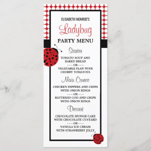 Red Ladybug Children's Birthday Party Menu