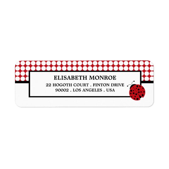 Red Ladybug Children's Birthday Party Return Address Label