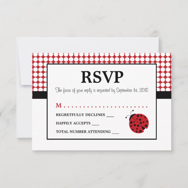 Red Ladybug Children's Birthday Party RSVP Card (Front)