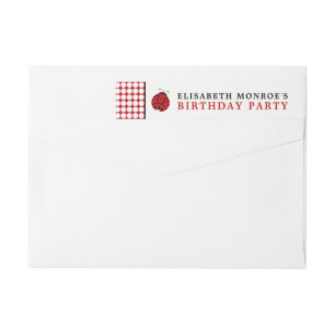 Red Ladybug Children's Birthday Party Wrap Around Label