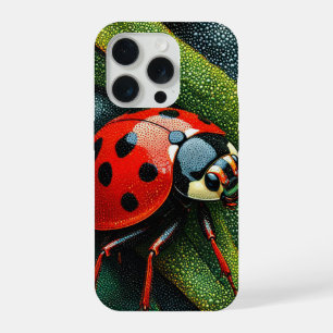 Red ladybug floral nature aesthetic spring garden iPhone 15 pro case