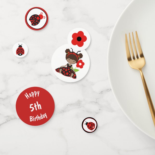 Red Ladybug Girl Birthday Confetti (Group)