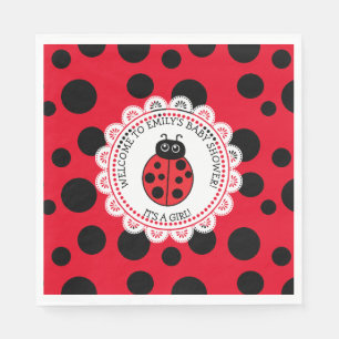 Red Ladybug Girl's Baby Shower Napkin