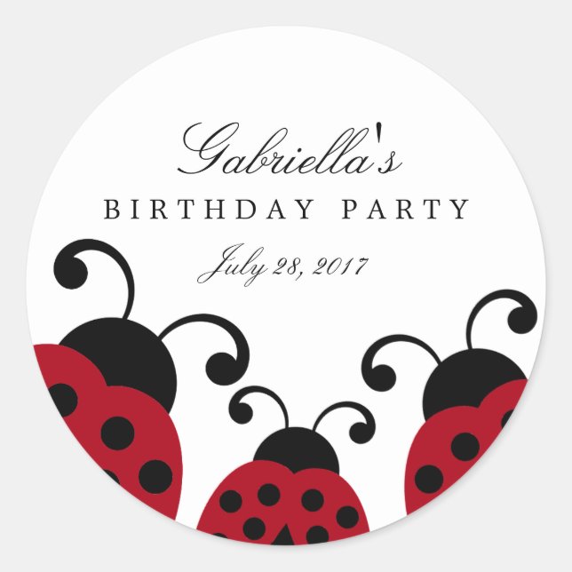 Red Ladybug Party Favour Stickers (Front)