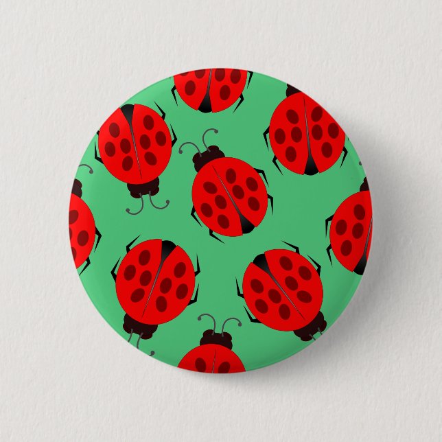 Red Ladybug Pattern 2 Inch Round Button (Front)