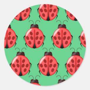 Red Ladybug Pattern Classic Round Sticker