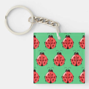 Red Ladybug Pattern Keychain