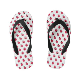 Red Ladybug Pattern  Kid's Flip Flops
