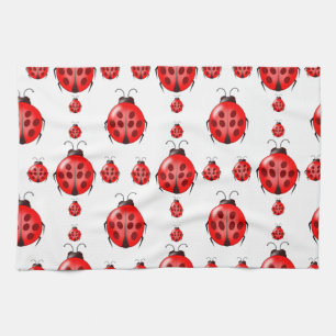 Red Ladybug Pattern Kitchen Towel