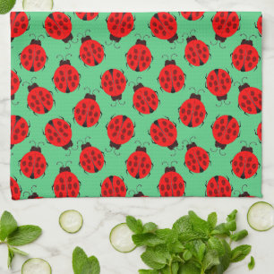 Red Ladybug Pattern Kitchen Towel