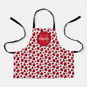 Red Ladybug Pattern Personalized Apron