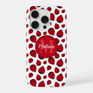 Red Ladybug Pattern Personalized iPhone 15 Pro Case