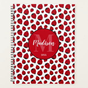 Red Ladybug Pattern Personalized Planner