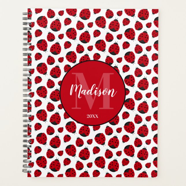 Red Ladybug Pattern Personalized Planner (Front)