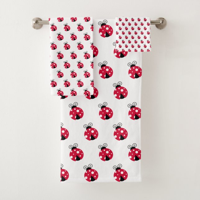 Red Ladybug Pattern Towel (Insitu)