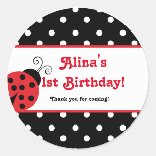 Red Ladybug polka dot party favour stickers
