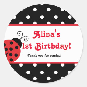 Red Ladybug polka dot party favour stickers