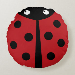 Red Ladybug Round Throw Pillow