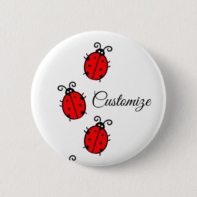 Red Ladybugs Crawling Thunder_Cove 2 Inch Round Button (Front)
