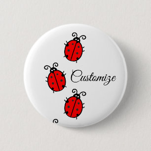 Red Ladybugs Crawling Thunder_Cove 2 Inch Round Button