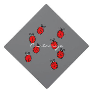 Red Ladybugs Crawling Thunder_Cove Graduation Cap Topper