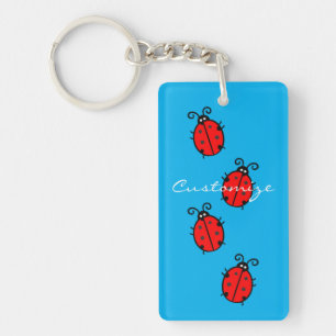 Red Ladybugs Crawling Thunder_Cove Keychain