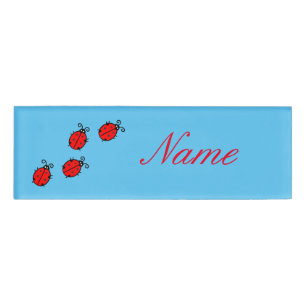 Red Ladybugs Crawling Thunder_Cove Name Tag