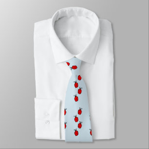 Red Ladybugs Crawling Thunder_Cove Tie
