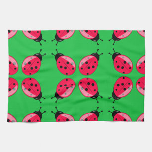Red Ladybugs Kitchen Towel