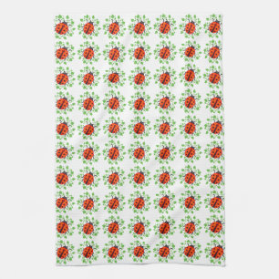 Red ladybugs pattern kitchen towel