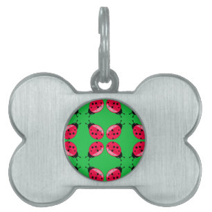 Red Ladybugs Pet Name Tag