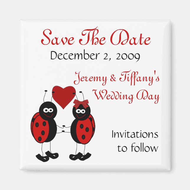 Red Ladybugs Save the Date Magnet (Front)