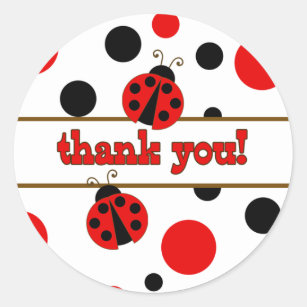 Red Ladybugs Thank You Stickers