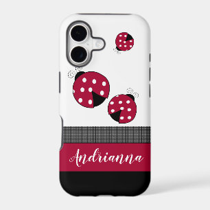 Red Ladybugs Trendy Insect Bugs White Black Check