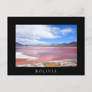 Red Lagoon in Bolivia black text postcard
