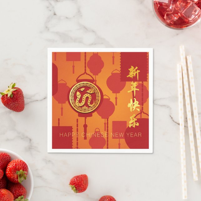 Red Lanterns Chinese Snake New Year PPN Napkin (Insitu)