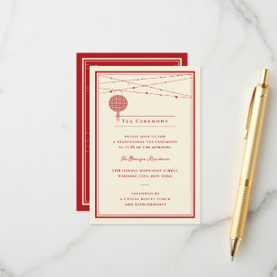 Red Lanterns Double Happiness 囍 Tea Ceremony Enclosure Card