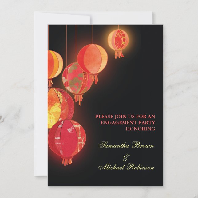 Red Lanterns: Engagement Invitations (Front)