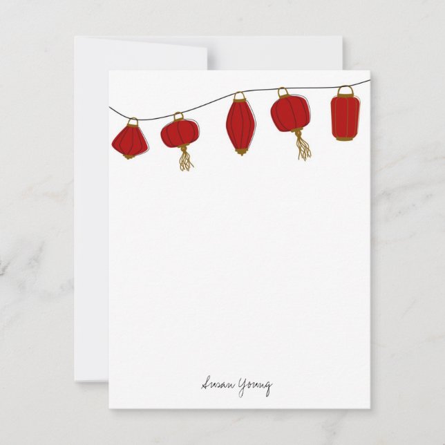 Red Lanterns Personal Stationery, 4.25x5.5 Card (Front)