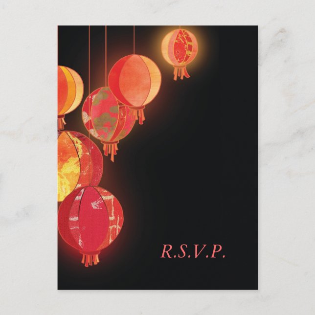 Red Lanterns Wedding Menu Choice RSVP (Front)
