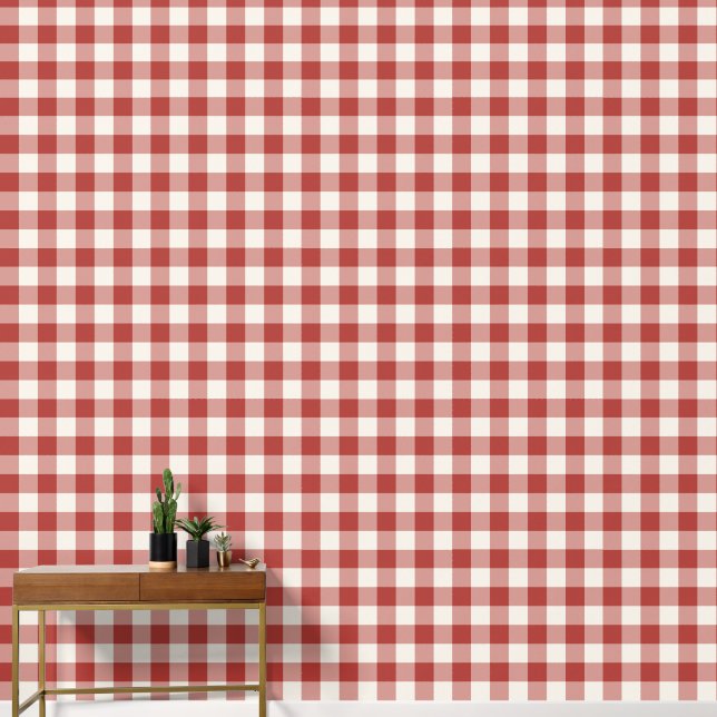 Red Large Chequered Gingham Wallpaper (Hallway)