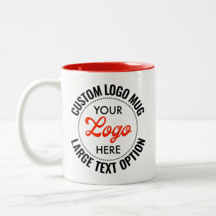 RED Large Text Promotional Two-Tone Logo Mug