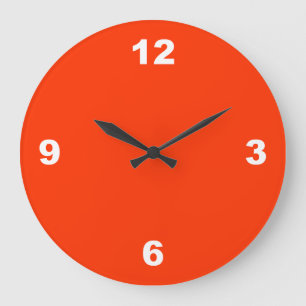 Red Large White Numbers Wall Clock