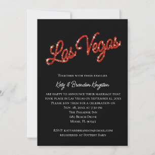 Red Las Vegas Sparkles Post Faire-part de mariage