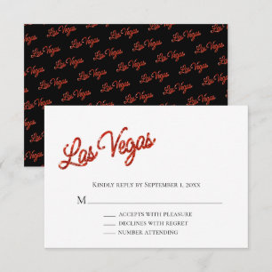 Red Las Vegas Sparkles Wedding RSVP Invitation