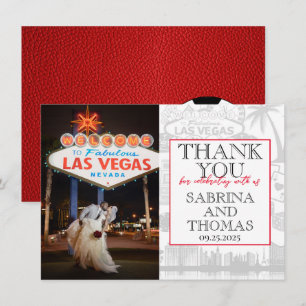 Red Las Vegas Wedding Photo Thank You Card