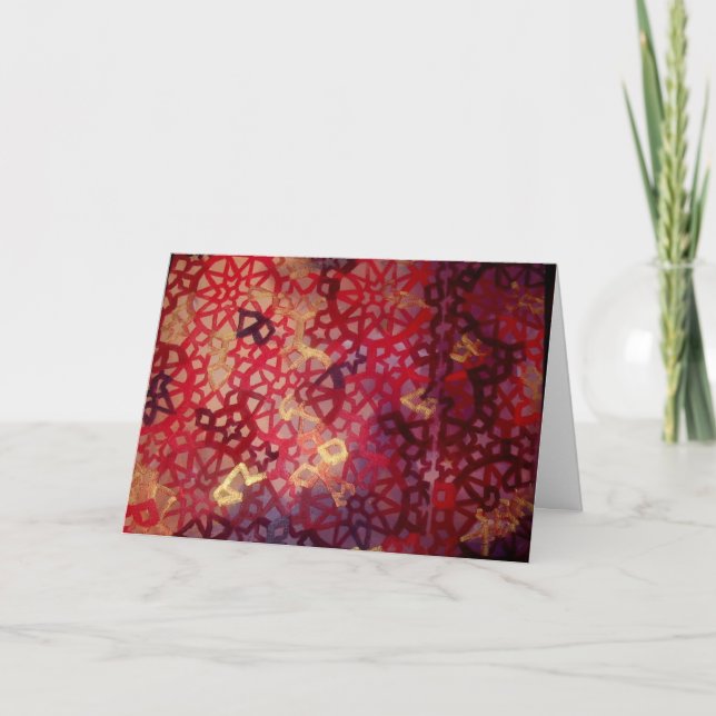 Red Lattice Greeting Card (salutation inside) (Front)
