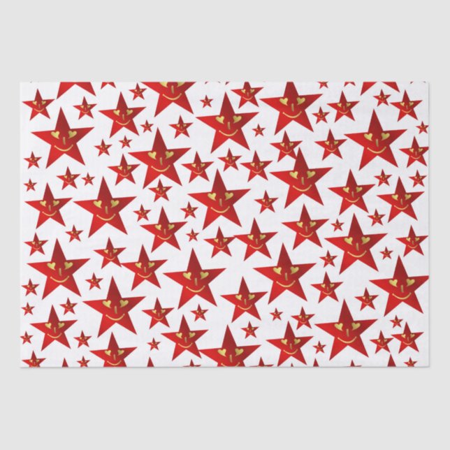 red,laughing, happy, stars, rainbow, colors, wrapp tissue paper (Front)